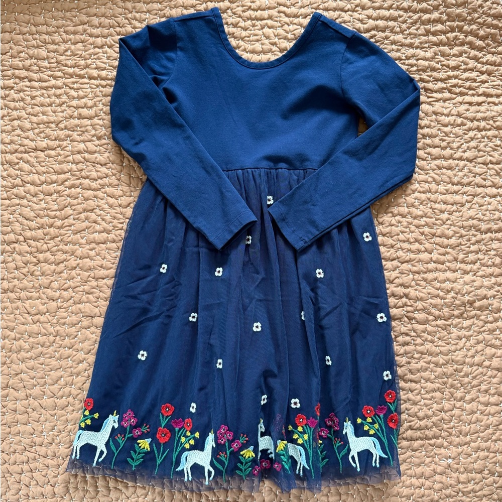 NWOT Hanna Andersson Embroidered Tulle Dress - Size 6-7
